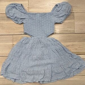 Katie J NYC Sky Blue Eyelet Dress aside Cutouts